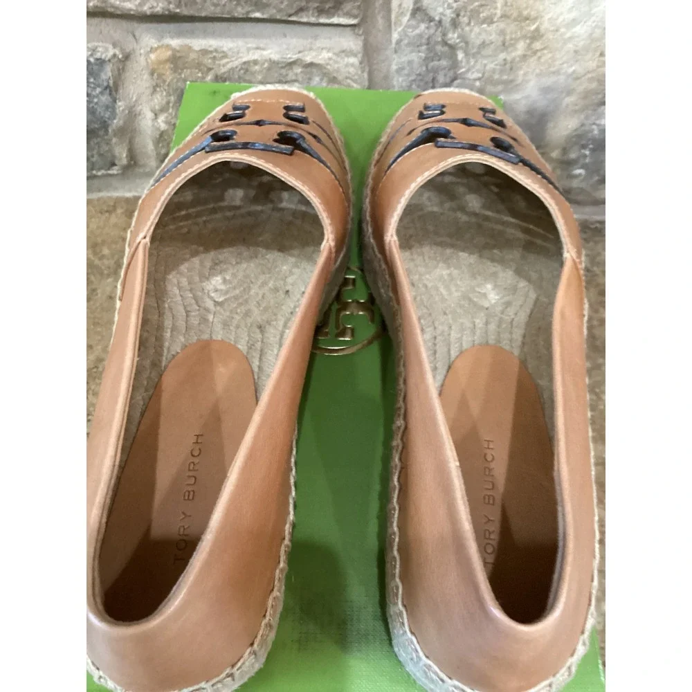 Tory Burch Ines Womens Size 7 Platform Espadrille Camello Leather Size 7 New